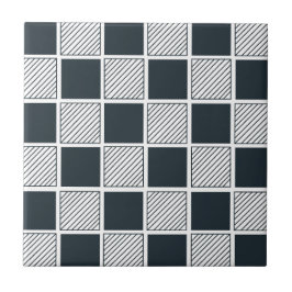 Skåpbord Geometric Navy Blue Black and White Kakelplatta