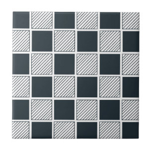 Skåpbord Geometric Navy Blue Black and White Kakelplatta