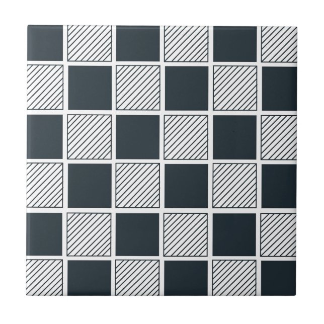 Skåpbord Geometric Navy Blue Black and White Kakelplatta (Framsidan)