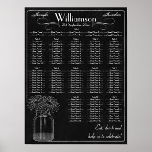 Skåpbord med sätesschemat Mason Burk Bröllop Poster