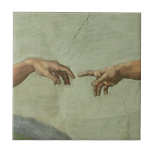 Skapelse av Adam av Michelangelo Kakelplatta
