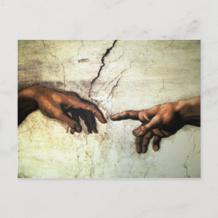 Skapelse av Adam - händer Michelangelo 1475 - 1564 Vykort