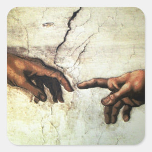 Skapelse av Adam - händer Michelangelo 1475 - 156 Fyrkantigt Klistermärke