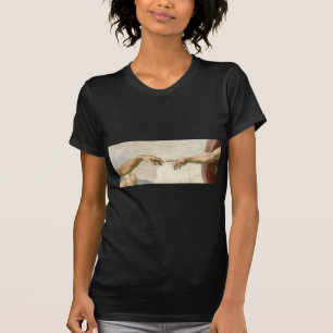 Skapelse av Adam händer - Michelangelo Tee Shirt