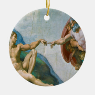 Skapelse av Adam - Michelangelo 1475 - 1564 Julgransprydnad Keramik