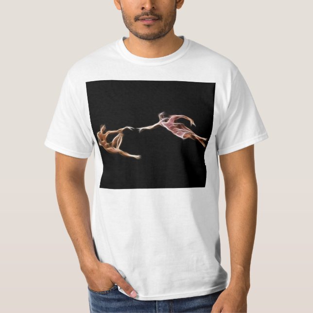 Skapelse av Adam Michelangelo Fractalmålning Tee Shirt (Framsida)