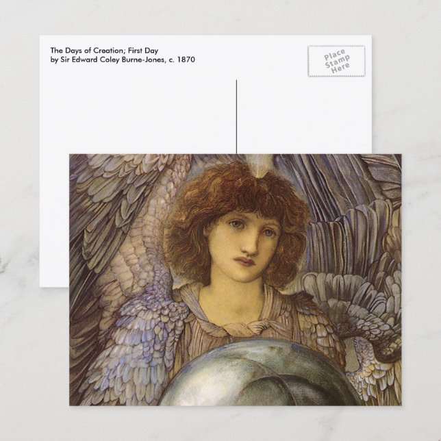 Skapelsedagar, Första dagen av Burne Jones Vykort (Fram/baksida)