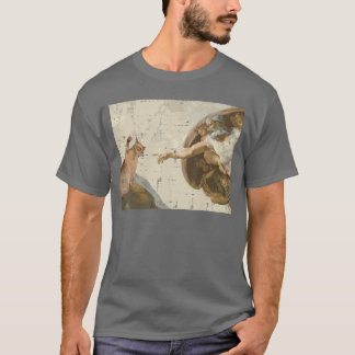 Skapelsen av Adam Kattmålning Rolig konst Meme Män T Shirt