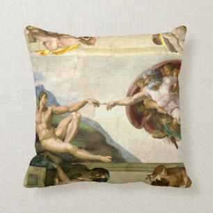 Skapelsen av Adam vid Michelangelo konst Kudde