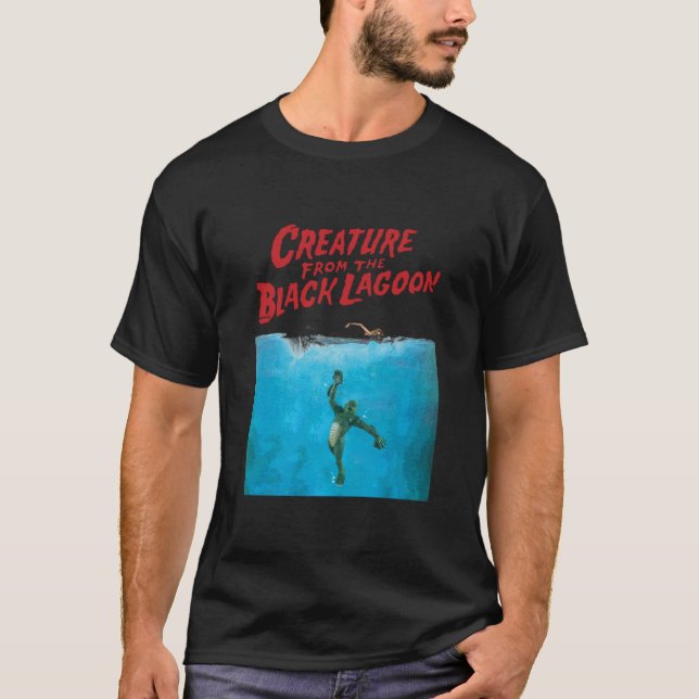 Skapelsen från Black Lagoon JAWS-parodi T Shirt (Framsida)