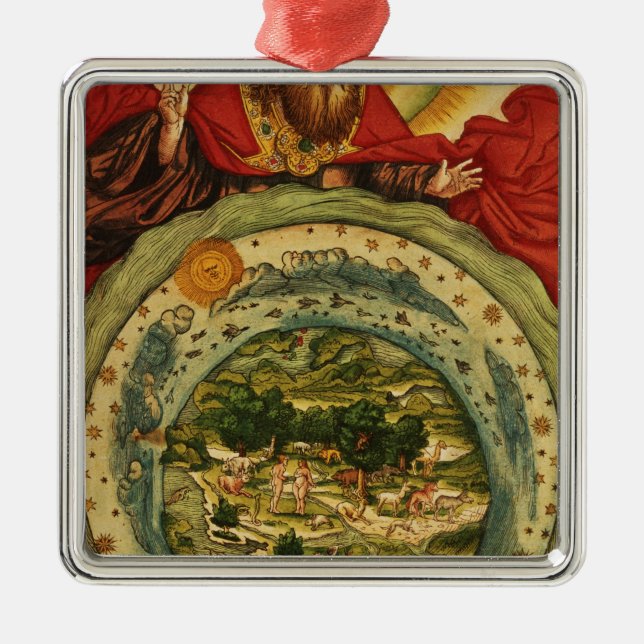 Skapelsen, från den Luther bibeln, c.1530 Julgransprydnad Metall (Framsidan)