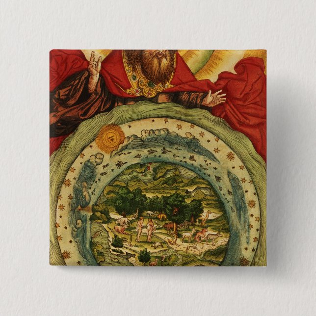 Skapelsen, från den Luther bibeln, c.1530 Knapp (Framsida)
