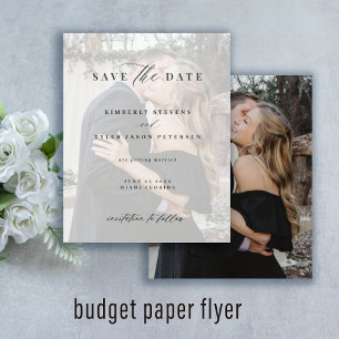 Skåpfotot för eleganten Budget bröllop spara datum Flygblad