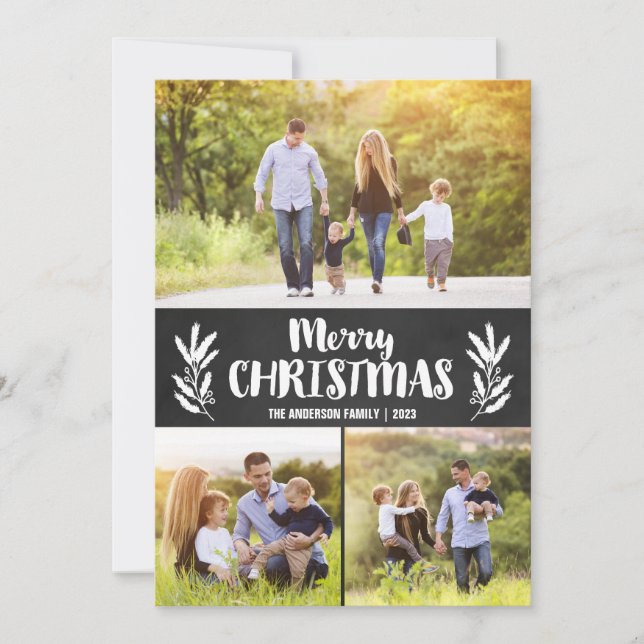 Skåpkort för Gren 3 Bilder Julkort (Framsida)