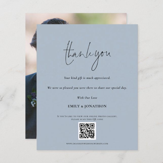 Skåpskript - QR-kod - Bröllop - blå tack (Fram/baksida)