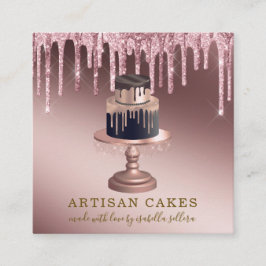 Skåptorg för bakverk Chef Ro Guld Glitter, Fyrkantigt Visitkort