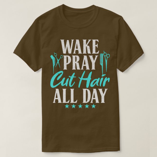 Skär av med skuren hår hela dagen Barber Hairdress T Shirt (Design framsida)