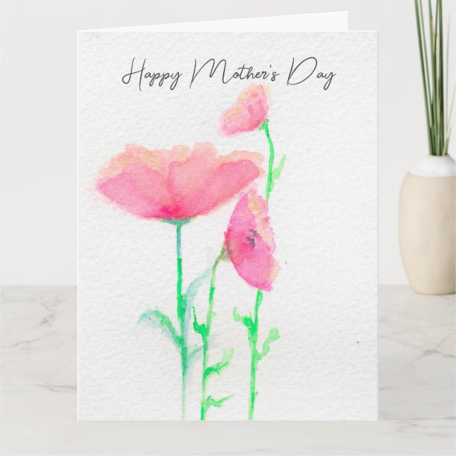 Skär Blommig Akvarell Mors Dagskort Kort (Framsida)