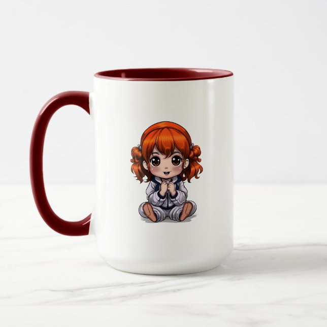 Skär flickors orange hår mugg (Vänster)