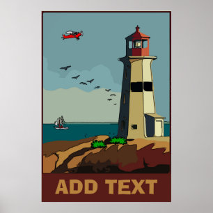 Skär, fyr, Lägg till text Poster