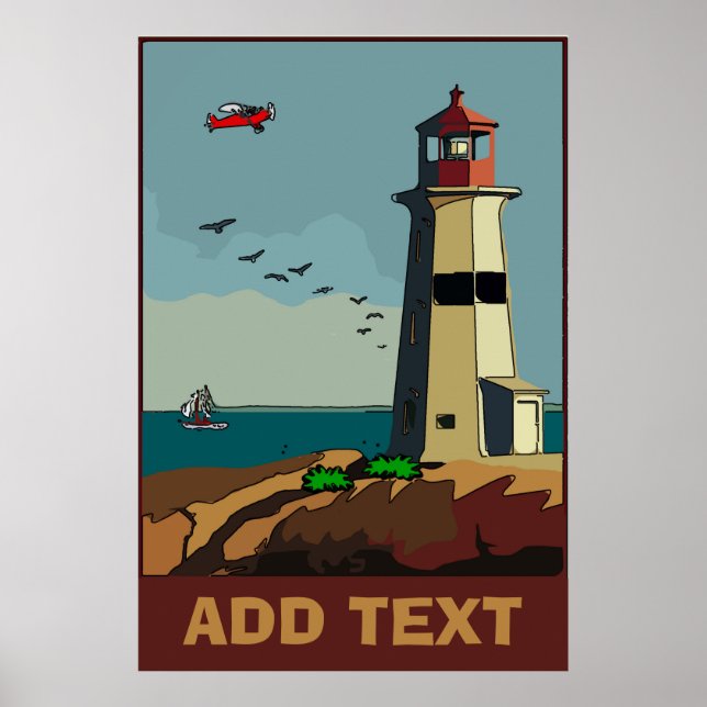 Skär, fyr, Lägg till text Poster (Framsidan)