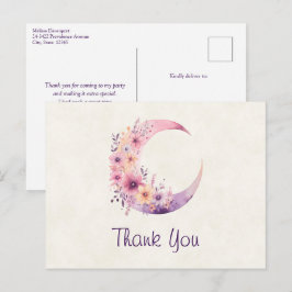 Skär halvmåne med fina blommor tack vykort