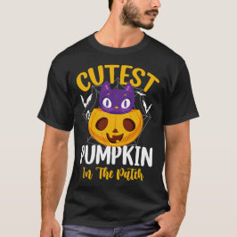 Skär katt på pumpan i plåstret t shirt