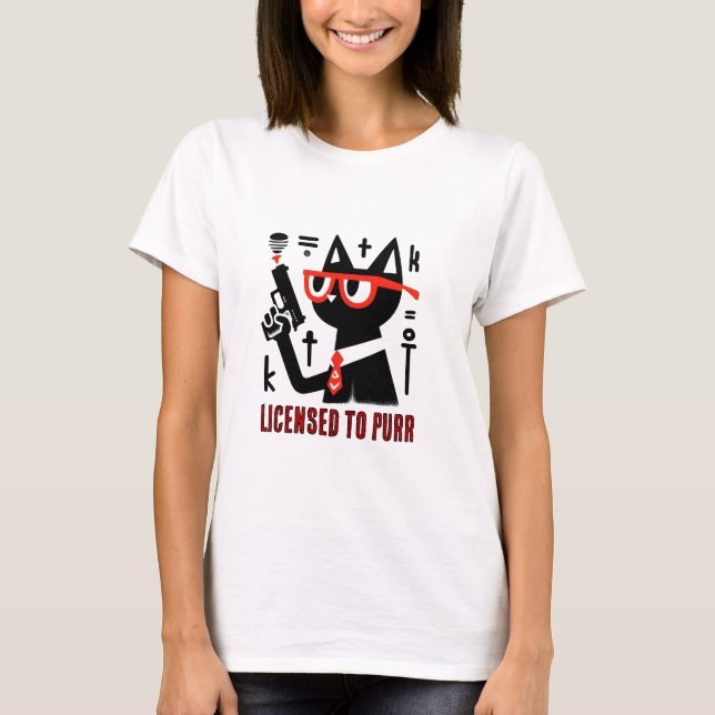 Skär katten med ett kul vapen t shirt (Framsida)