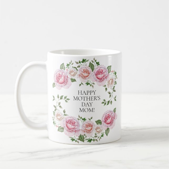 Skär krans av rosor Glad mors dag Kaffemugg (Vänster)