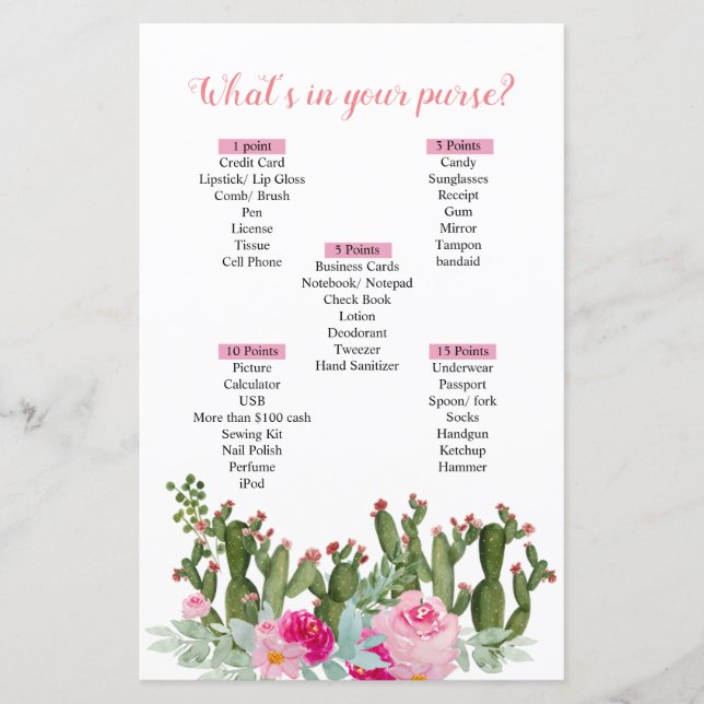 Skär mexikansk kaktus Vad har du i din handväska s (Framsida)