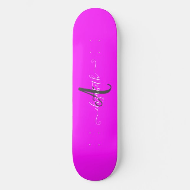 Skär neonmonogram   mini skateboard bräda 18,5 cm (Framsida)
