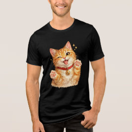 Skär Orange Katt Vattenfärg T-Shirt