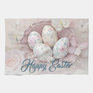 Skär påskglädje med blomster motiv kökshandduk
