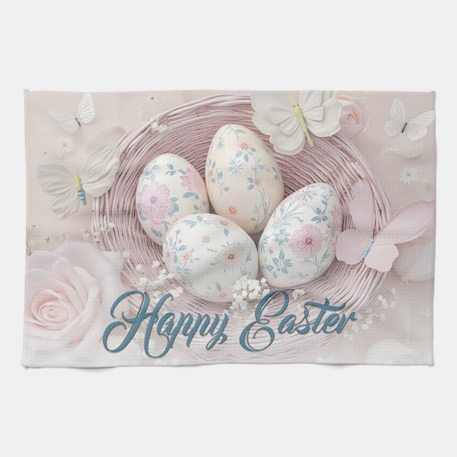 Skär påskglädje med blomster motiv kökshandduk (Horisontell)