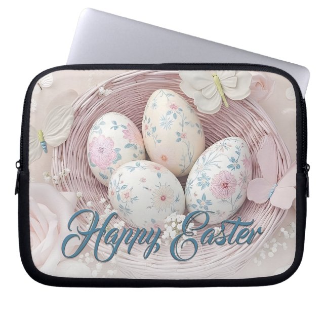Skär påskglädje med blomster motiv laptop fodral (Framsidan)