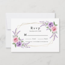 Skär ros Lavendel Geometrisk Bröllop RSVP-kort