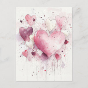 Skär rosa och vita hjärtan Valentinens Hälsning Vykort
