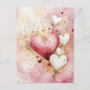 Skär rosa och vita hjärtan Valentinens Hälsning Vykort