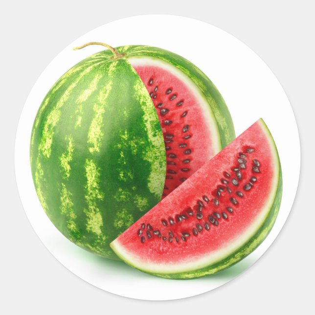 Skär vattenmelon runt klistermärke (Framsida)