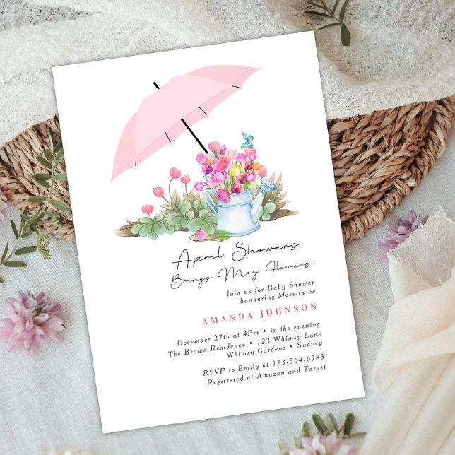 Skära April Regnskur Ger Maj Blommor Baby Shower Inbjudningar (Skapare uppladdad)