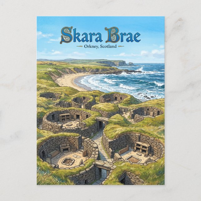 Skara Brae Skottland Vykort (Framsida)