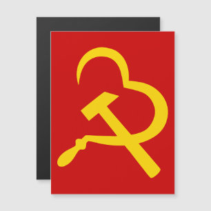 Skära och hammare, hjärta, kärlek, kommunism magnetisk inbjudningskort