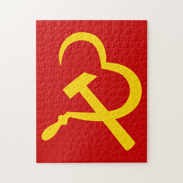 Skära och hammare, hjärta, kärlek, kommunism pussel (Vertikal)