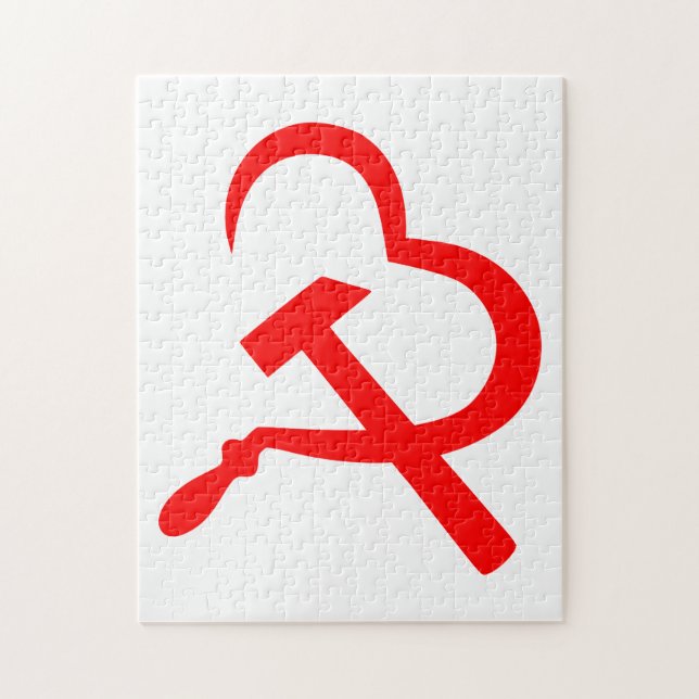Skära och hammare, hjärta, kärlek, kommunism pussel (Vertikal)
