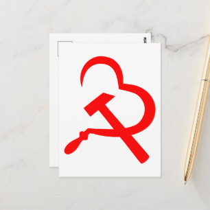 Skära och hammare, hjärta, kärlek, kommunism vykort
