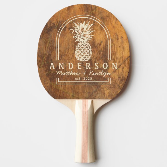 Skärblock Ananas Bröllopsbåge & Namn Pingisracket (Framsidan)