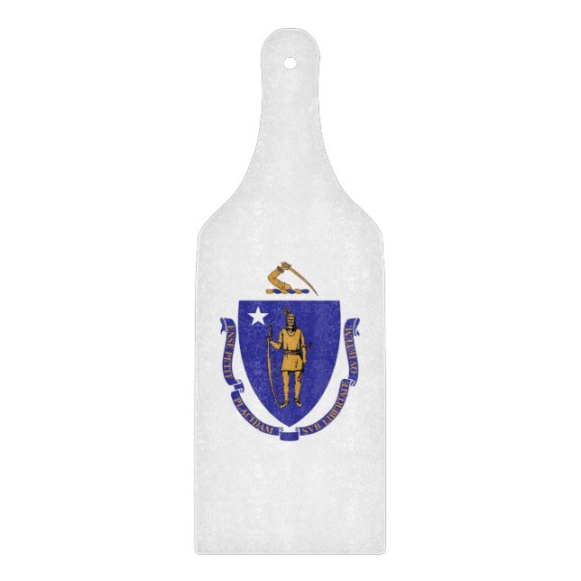 Skärbräda av glas med Massachusetts flagga (Framsidan)