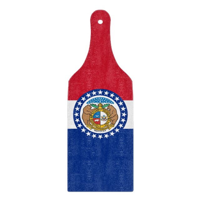 Skärbräda av glas med Missouri-flagga (Framsidan)