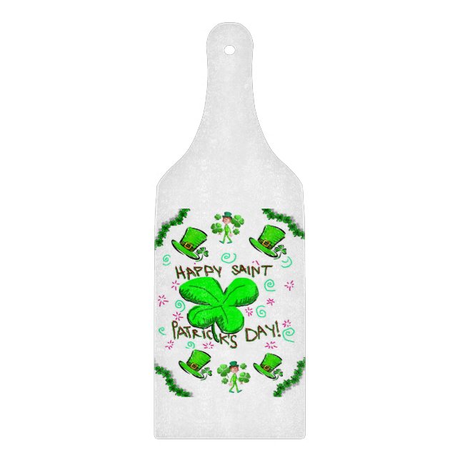 Skärbräda i glas Glad St. Patricks dag (Framsidan)