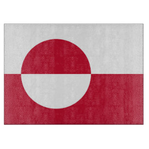 Skärbräda i glas med Grönlands flagga